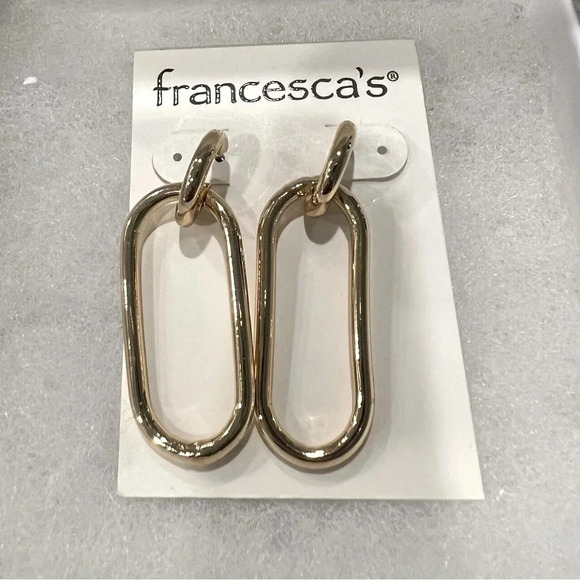 Drop Gold Hoop Earrings New NWT - Picture 1 of 3